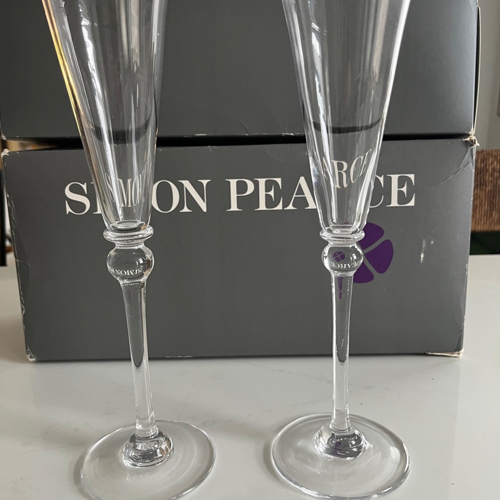 Simon Pearce Clear Champagne Flutes - Picture 5 of 6